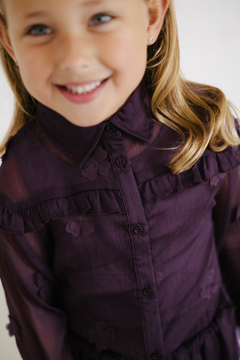Blouse met bloemen | Dark Mauve
