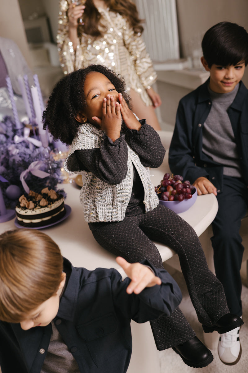 Flairbroek met glitter | Dark Grey