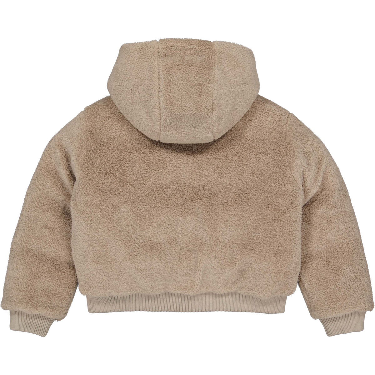 Beige teddy jas met capuchon | Dark Sand
