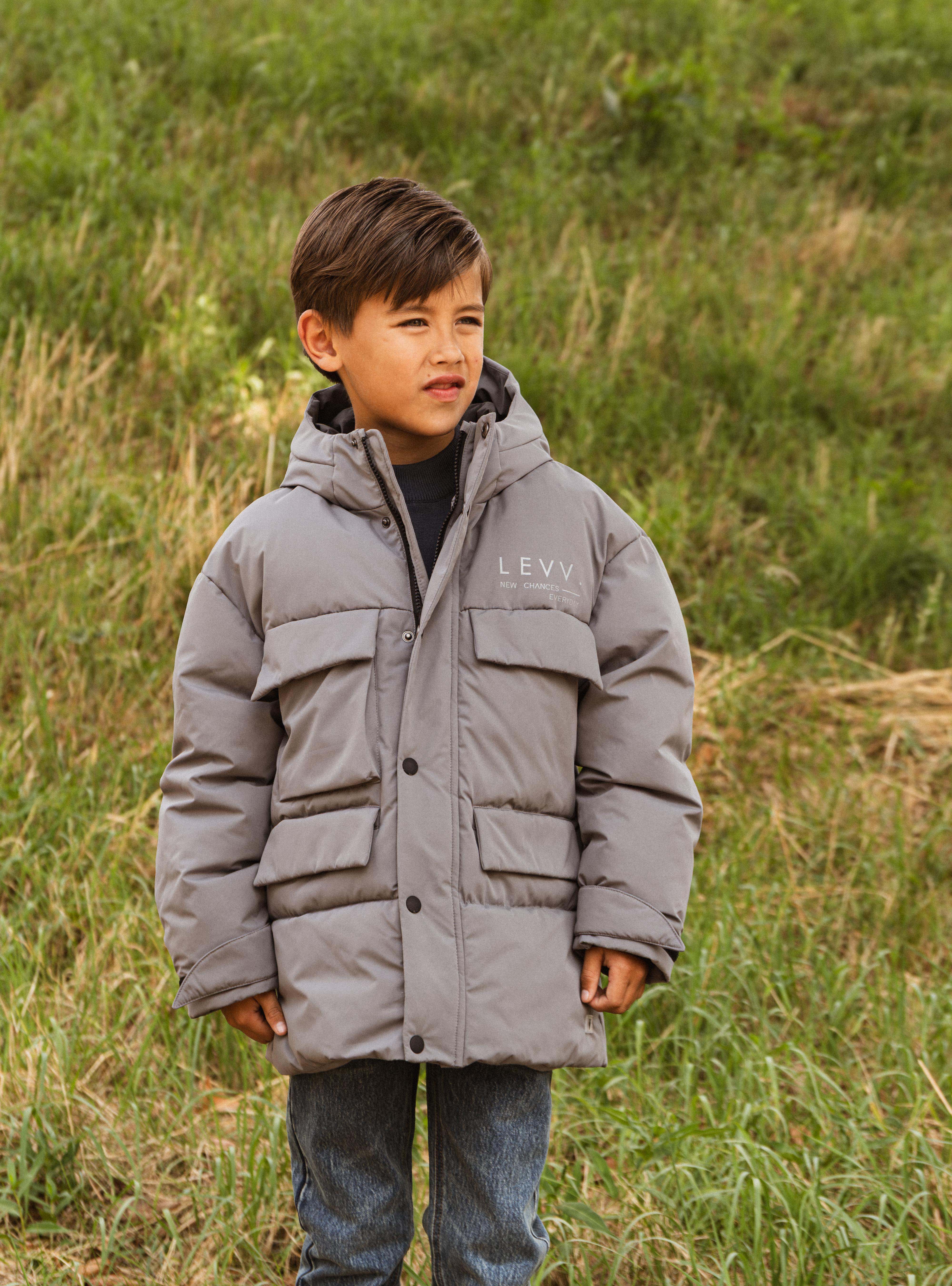 Grijze jas met capuchon en klepzakken | Soft Grey