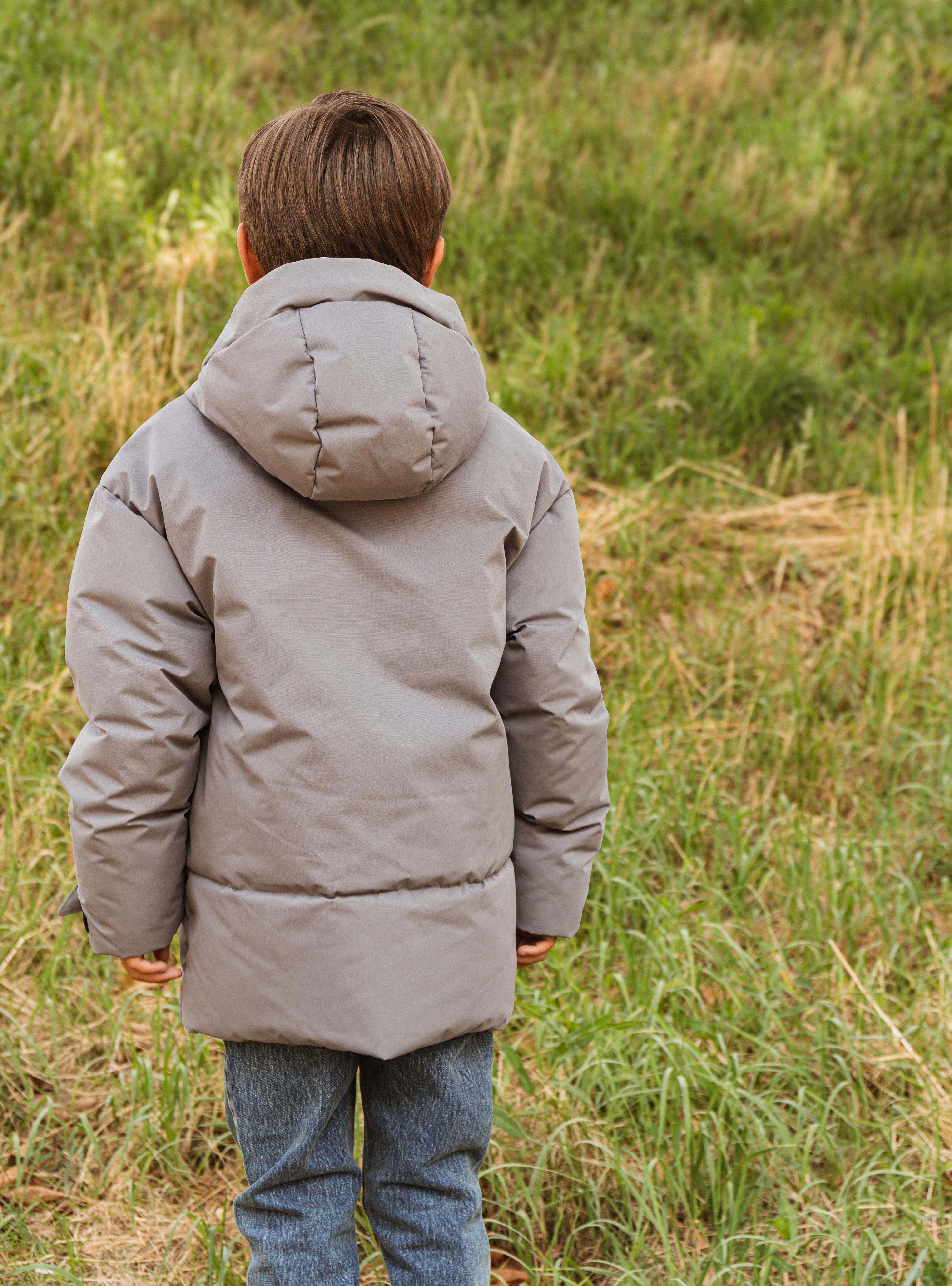 Grijze jas met capuchon en klepzakken | Soft Grey