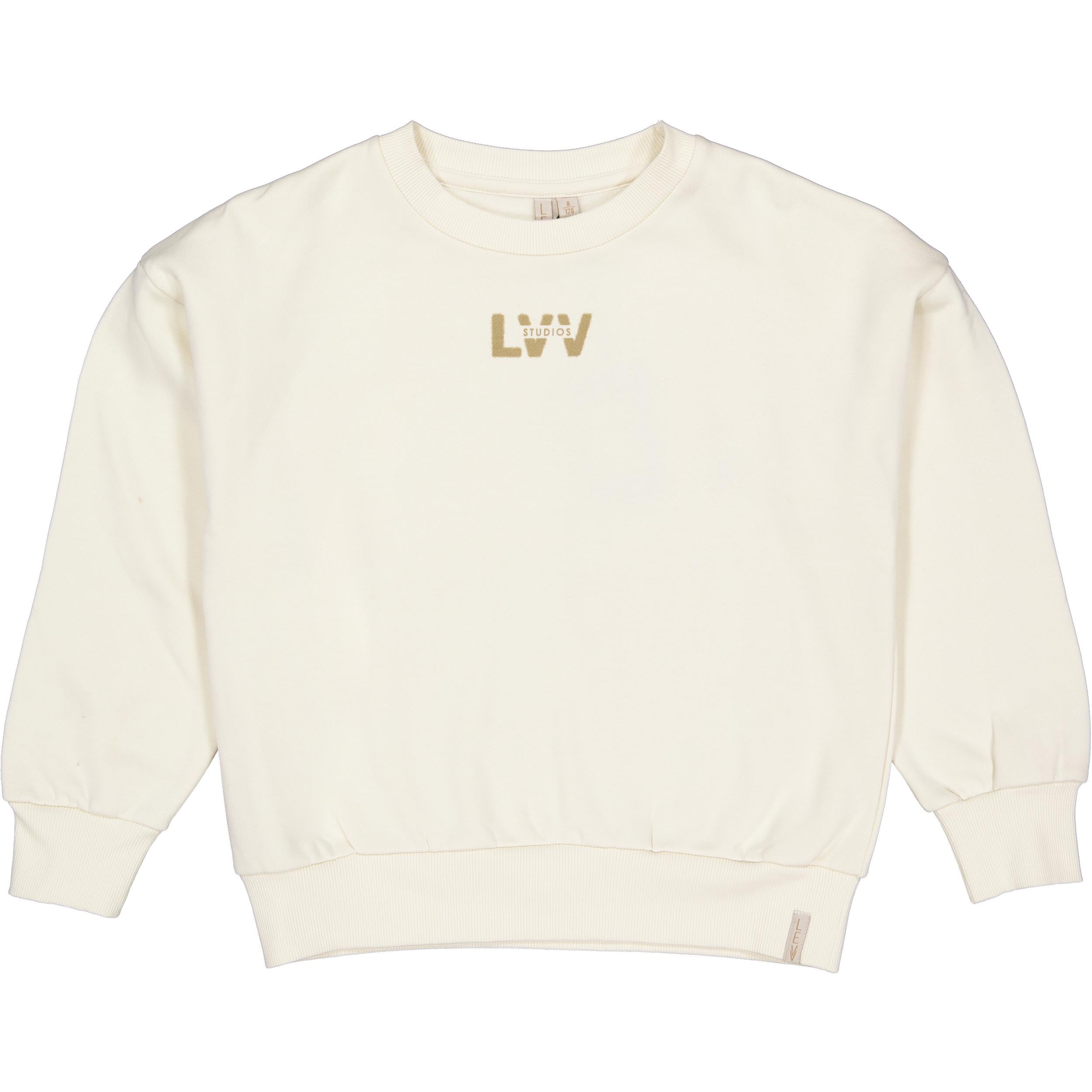 Ecru sweater met cijferprint | Cotton Cream