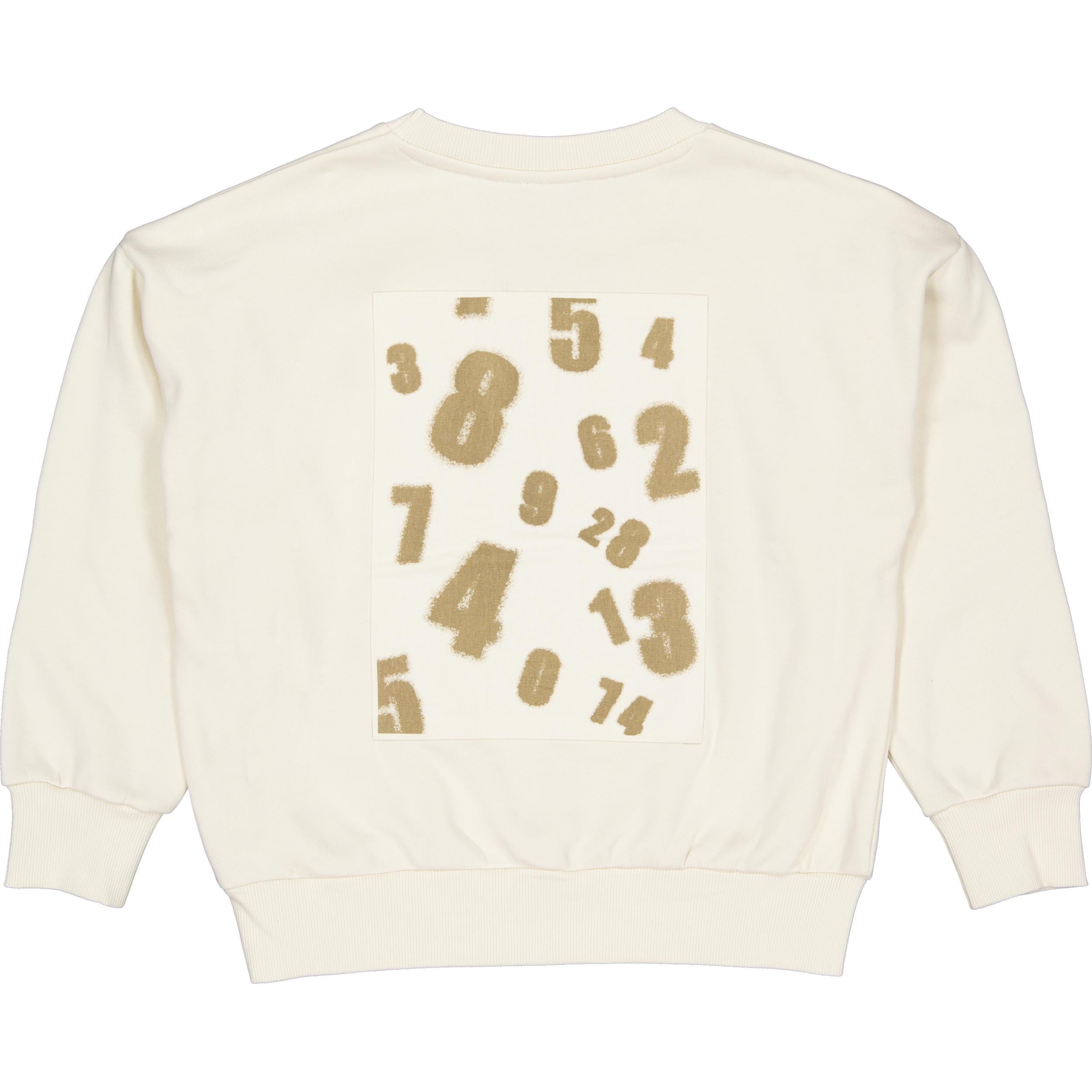 Ecru sweater met cijferprint | Cotton Cream