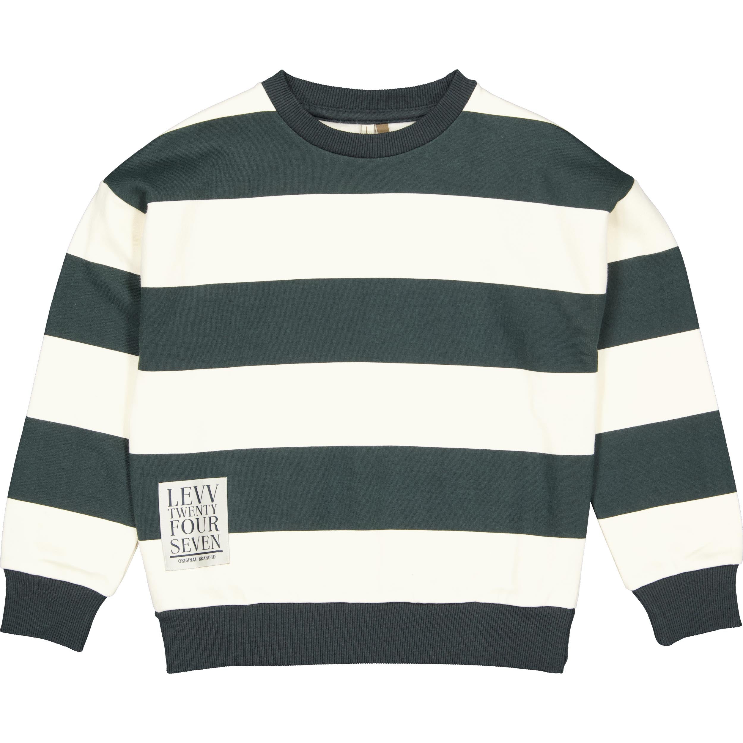Donkergroen met ecru gestreepte sweater | AOP Black Stripe