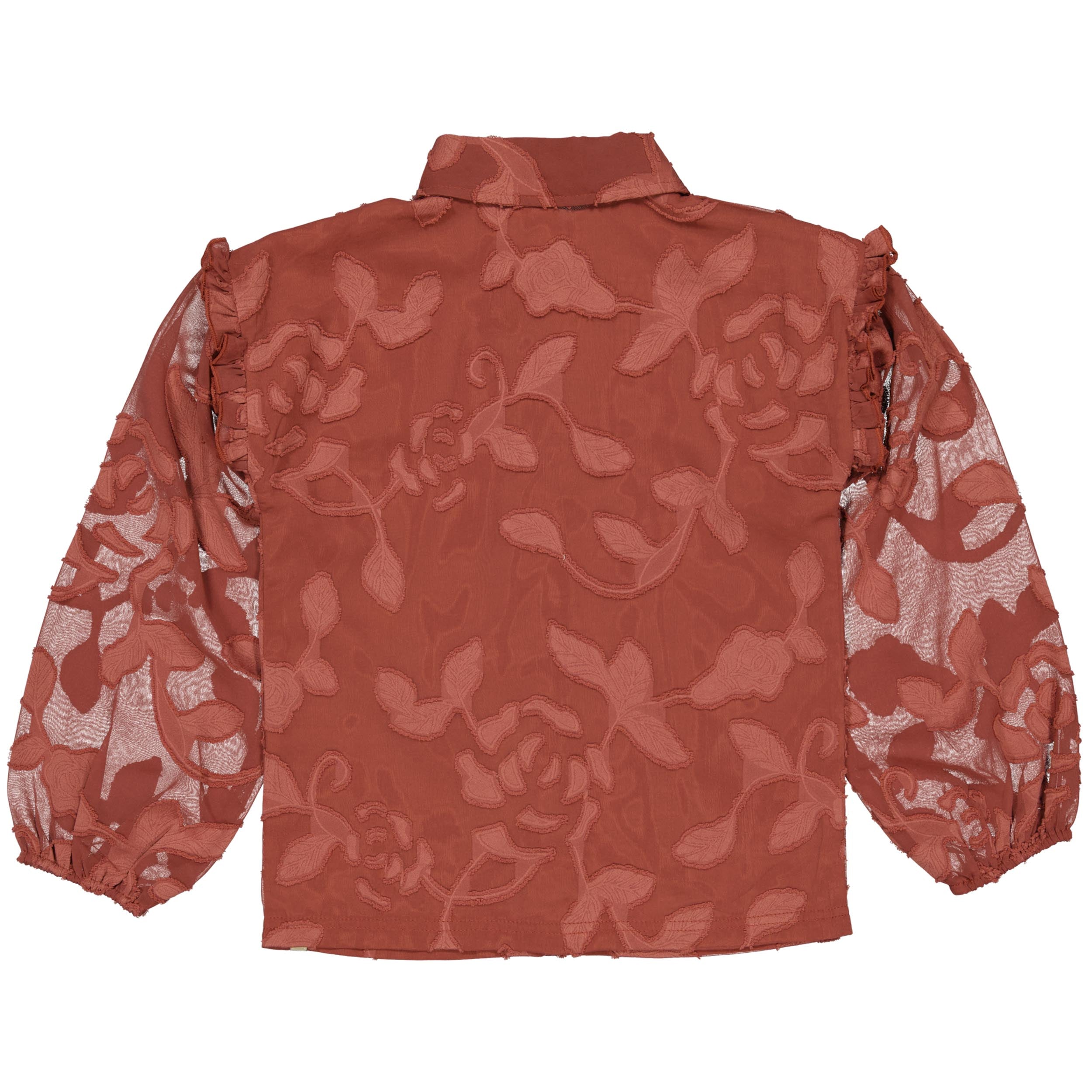 Terracotta blouse met all-over print | Red Pink