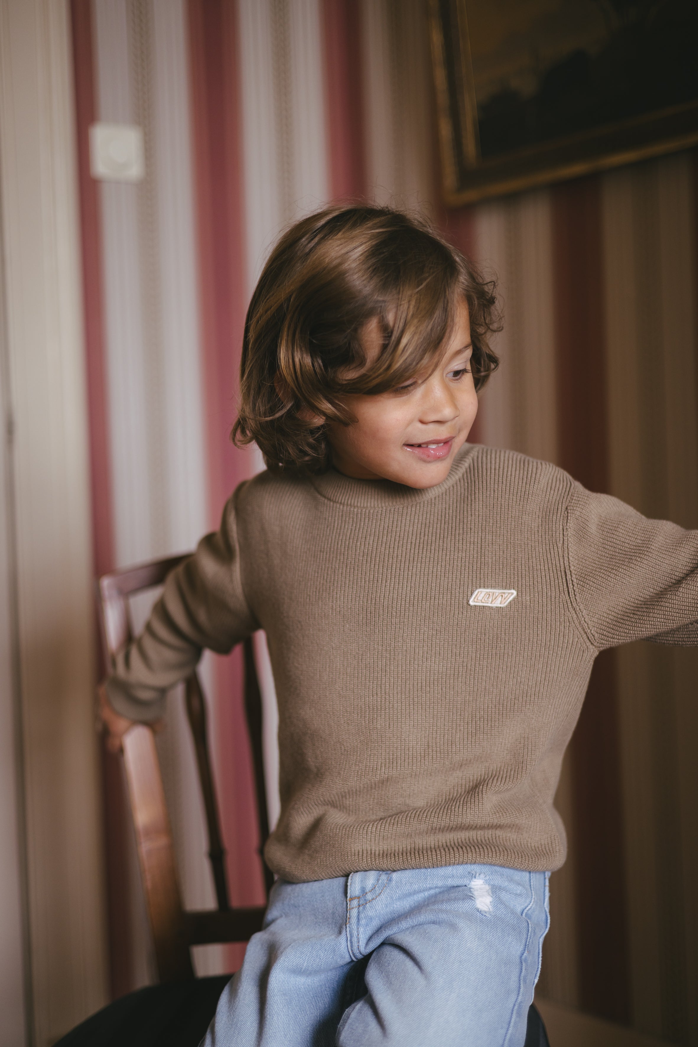 Camelkleurige sweater met structuur | Dark Sand