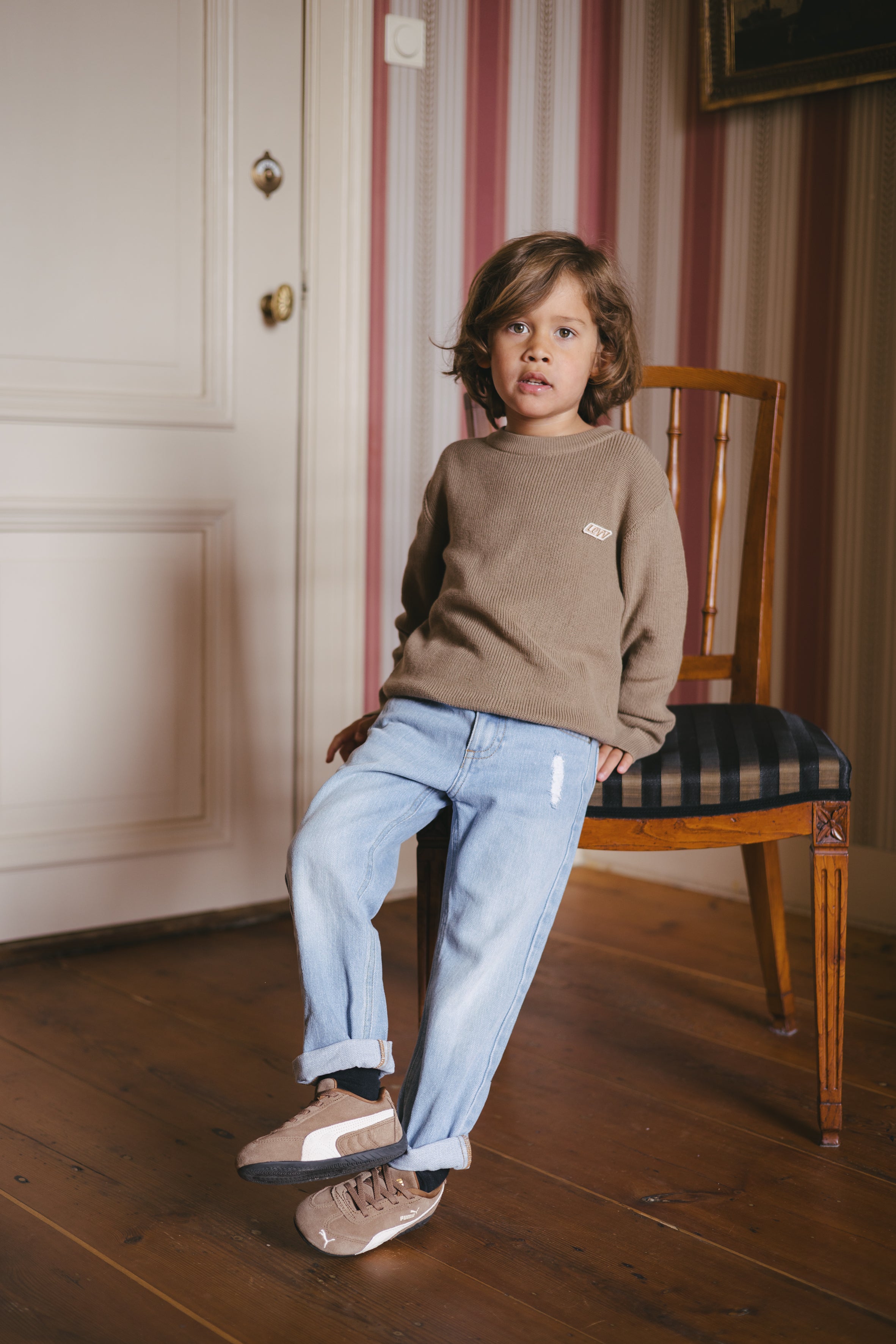 Camelkleurige sweater met structuur | Dark Sand