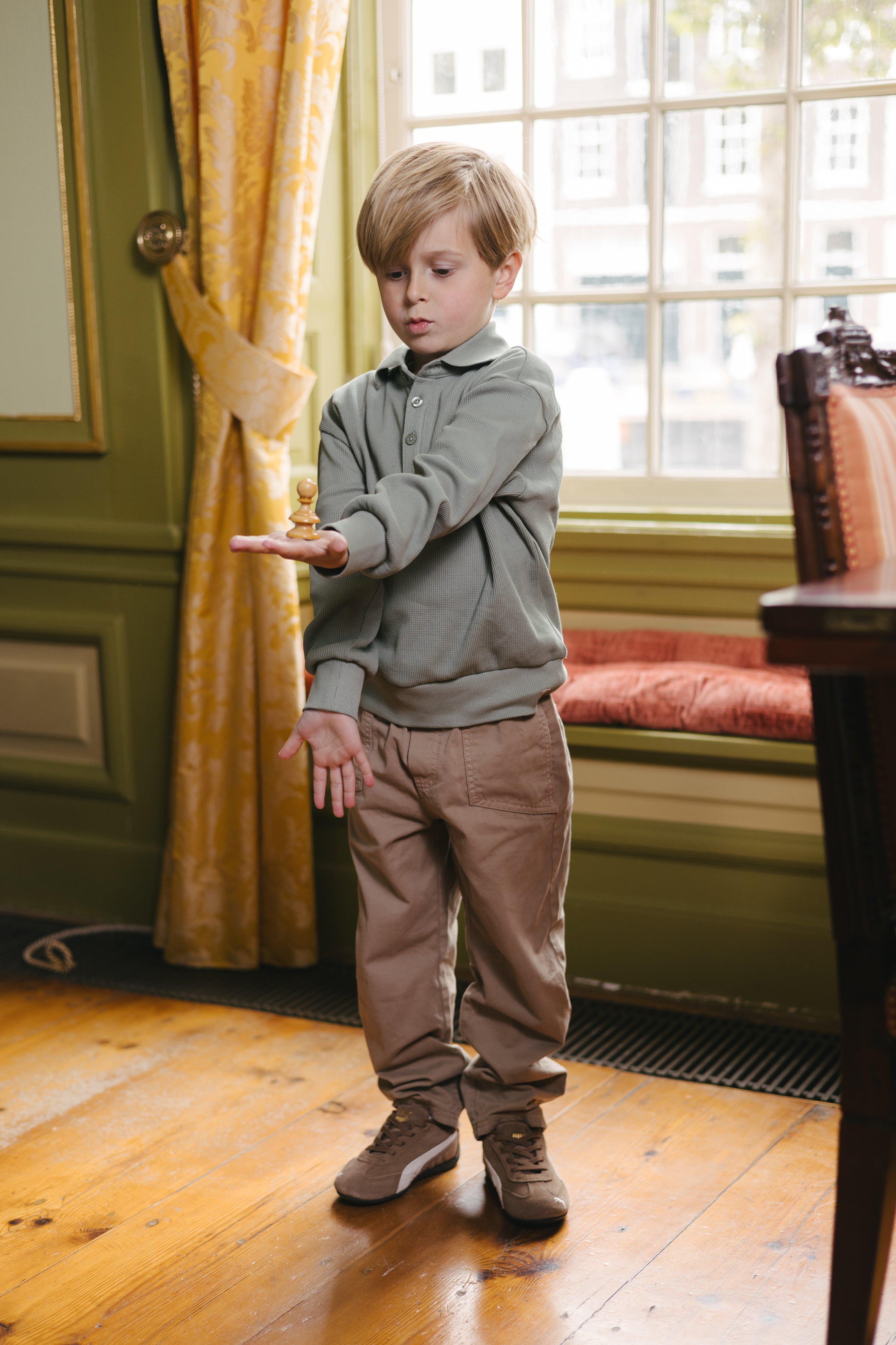 Camelkleurige broek met trekkoord | Dark Sand