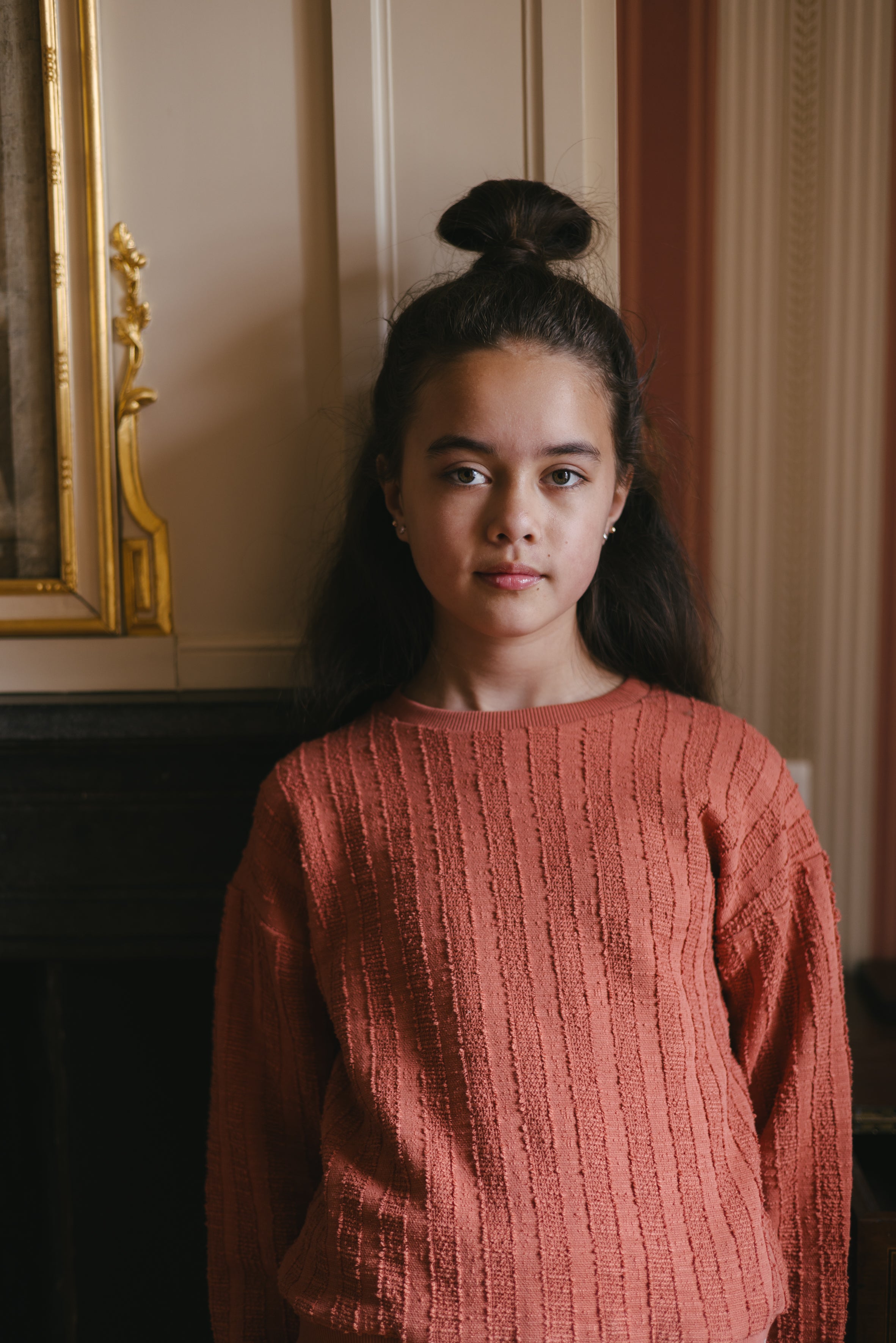 Koraalroze ribgebreide sweater | Coral