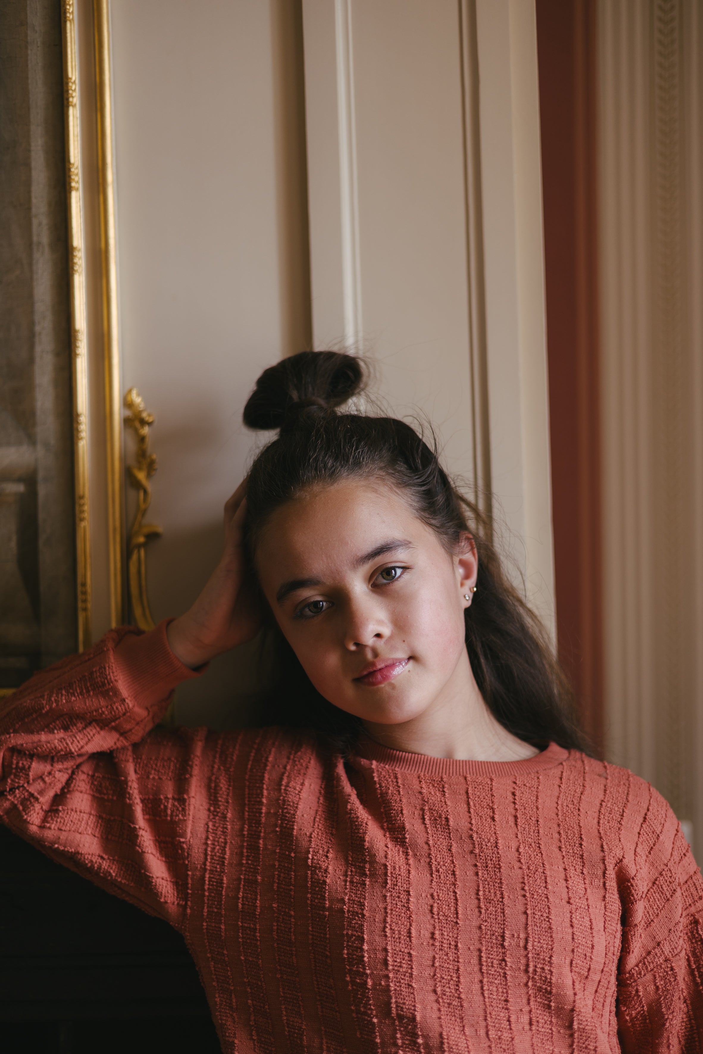 Koraalroze ribgebreide sweater | Coral