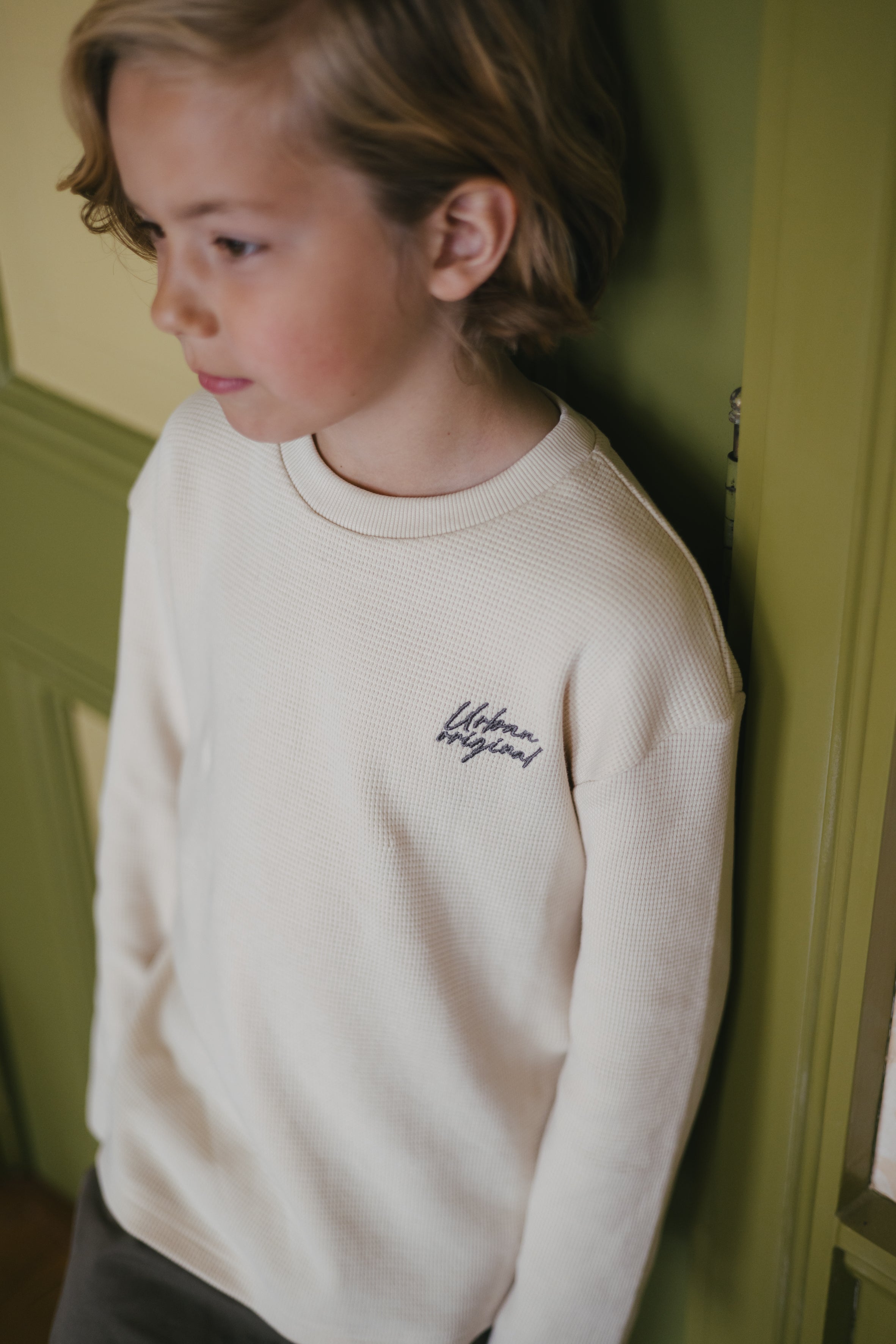 Ecru longsleeve met tekstprint | Cotton Cream