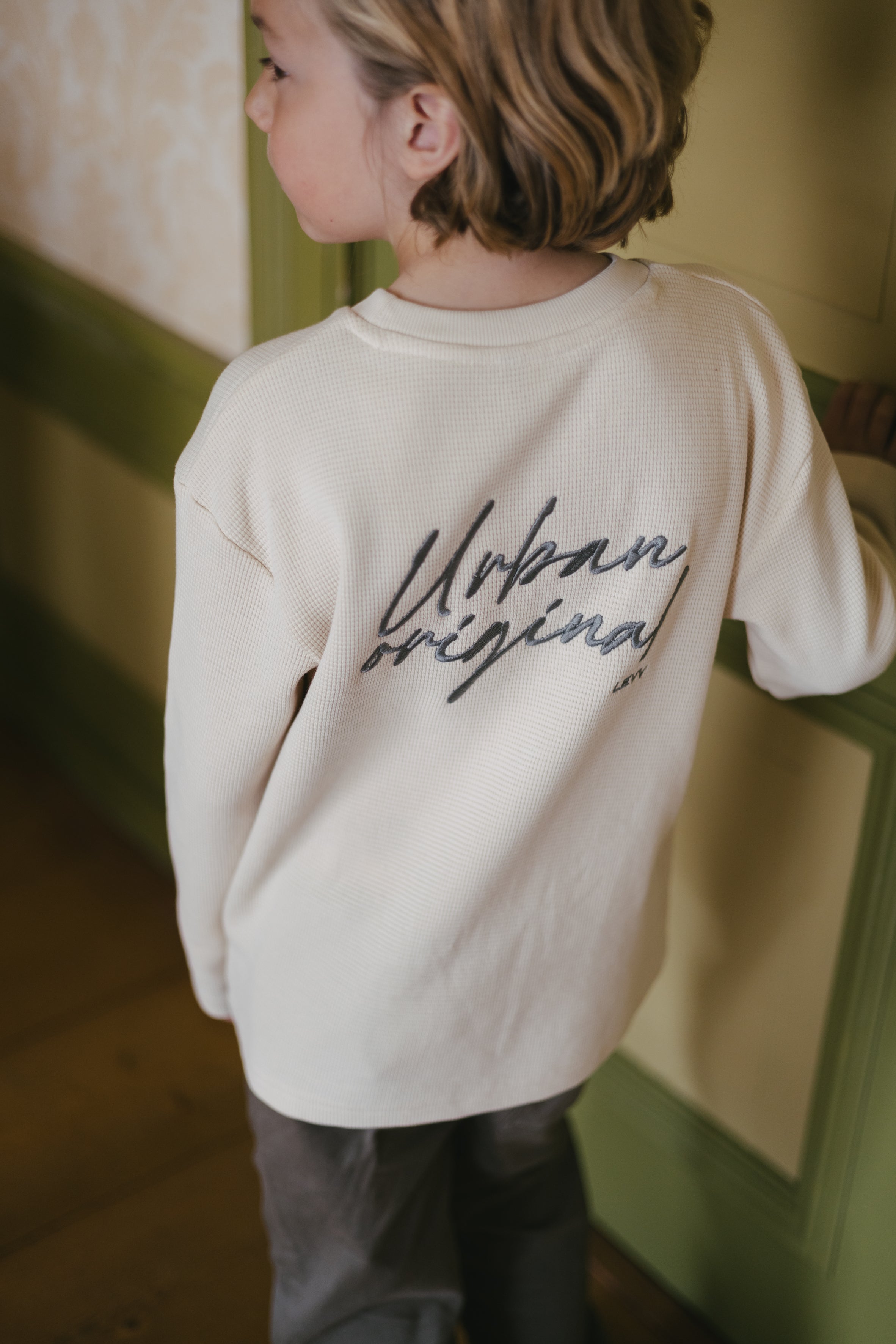 Ecru longsleeve met tekstprint | Cotton Cream