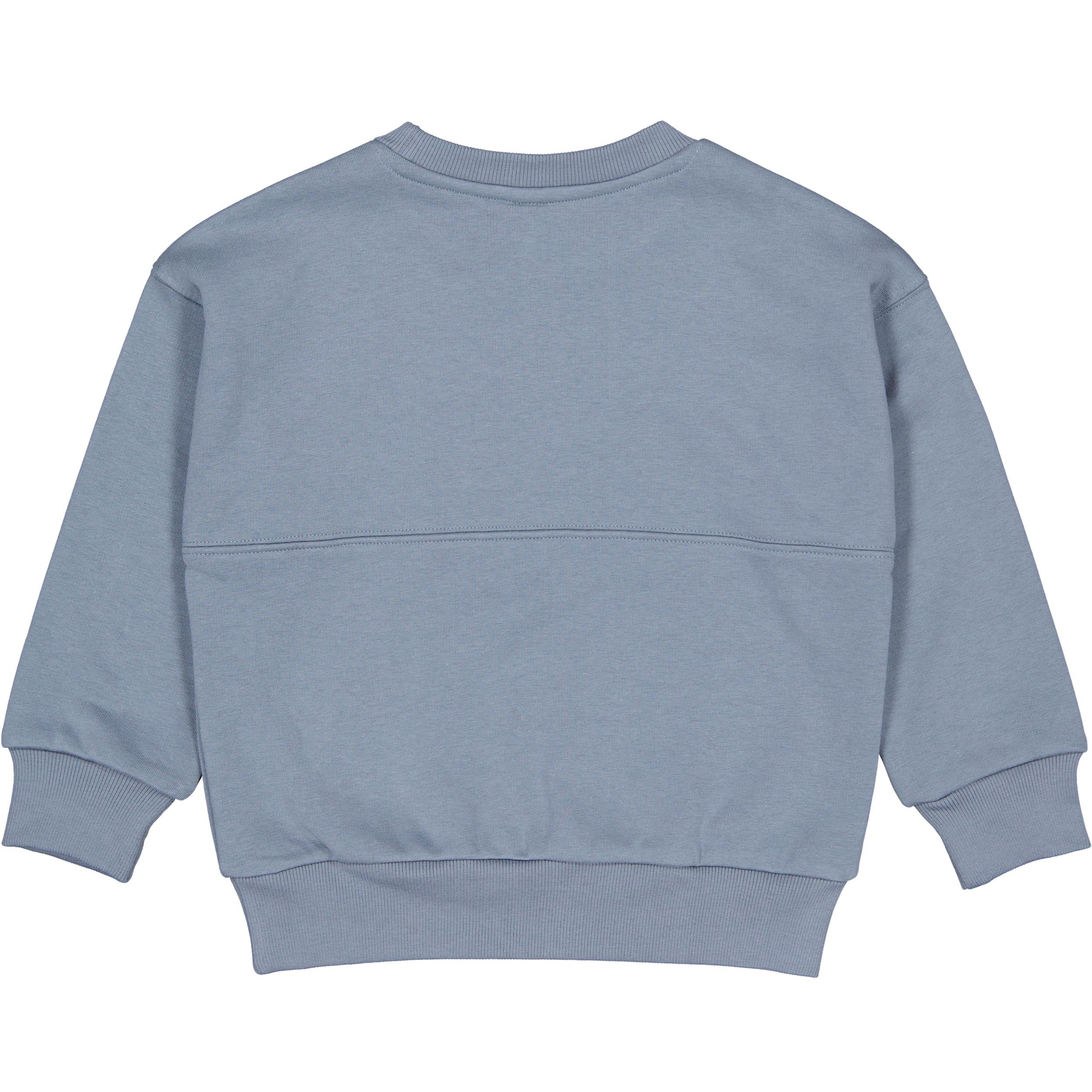 Blauwgrijze sweater met borstprint | Mid Blue