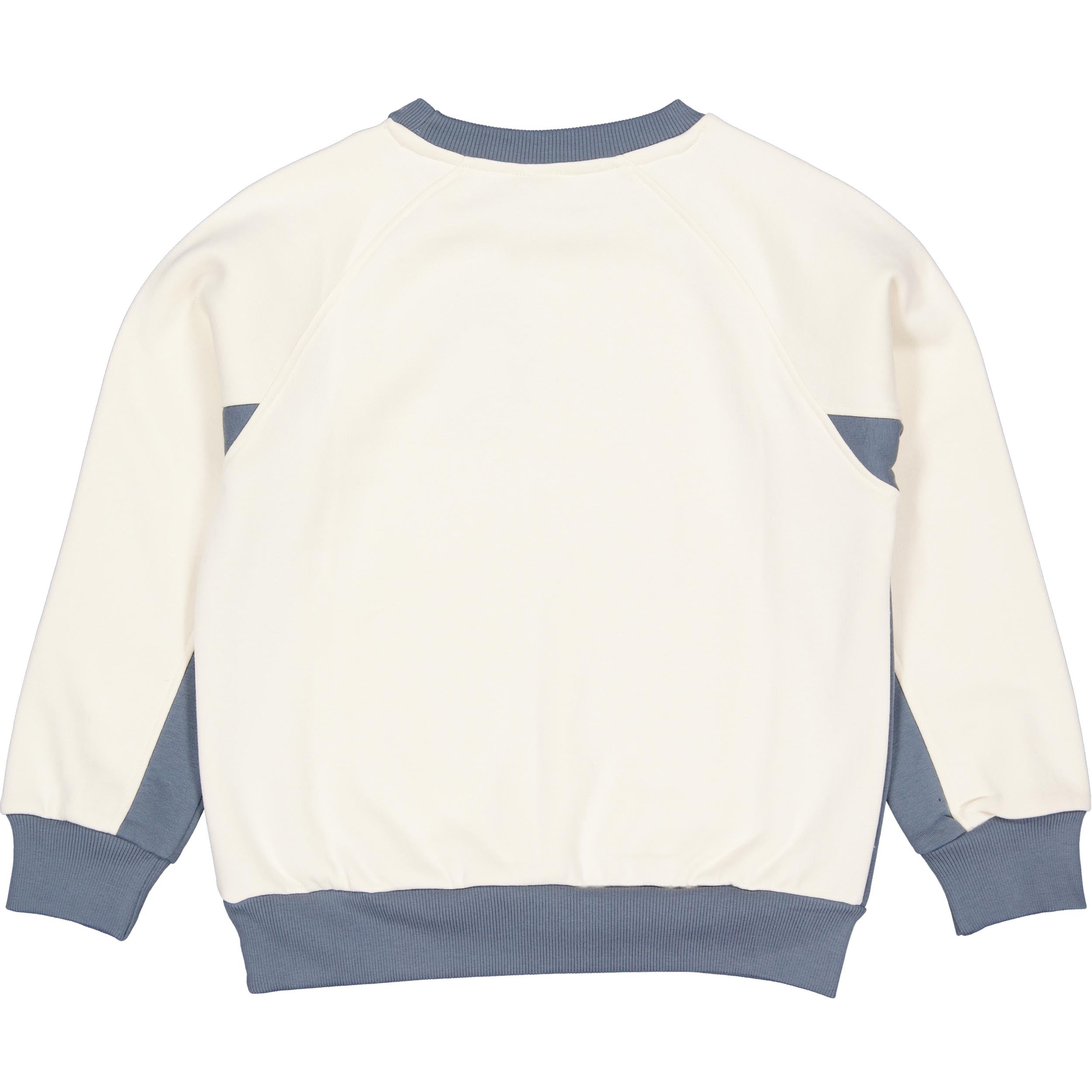 Ecru sweater met blauwgrijze vlakken | Cotton Cream