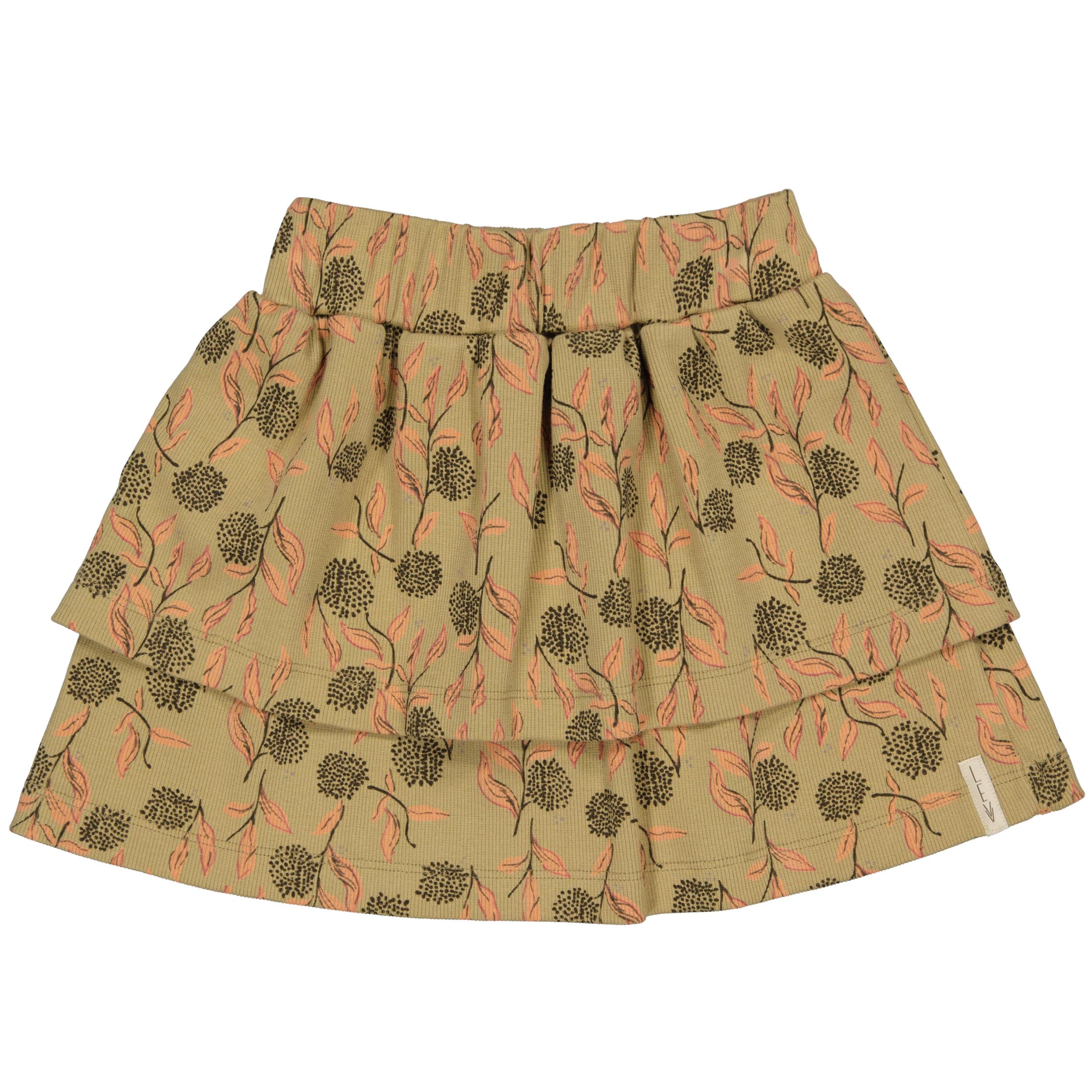 Beige rok met groene bladprint | AOP Coral Flower
