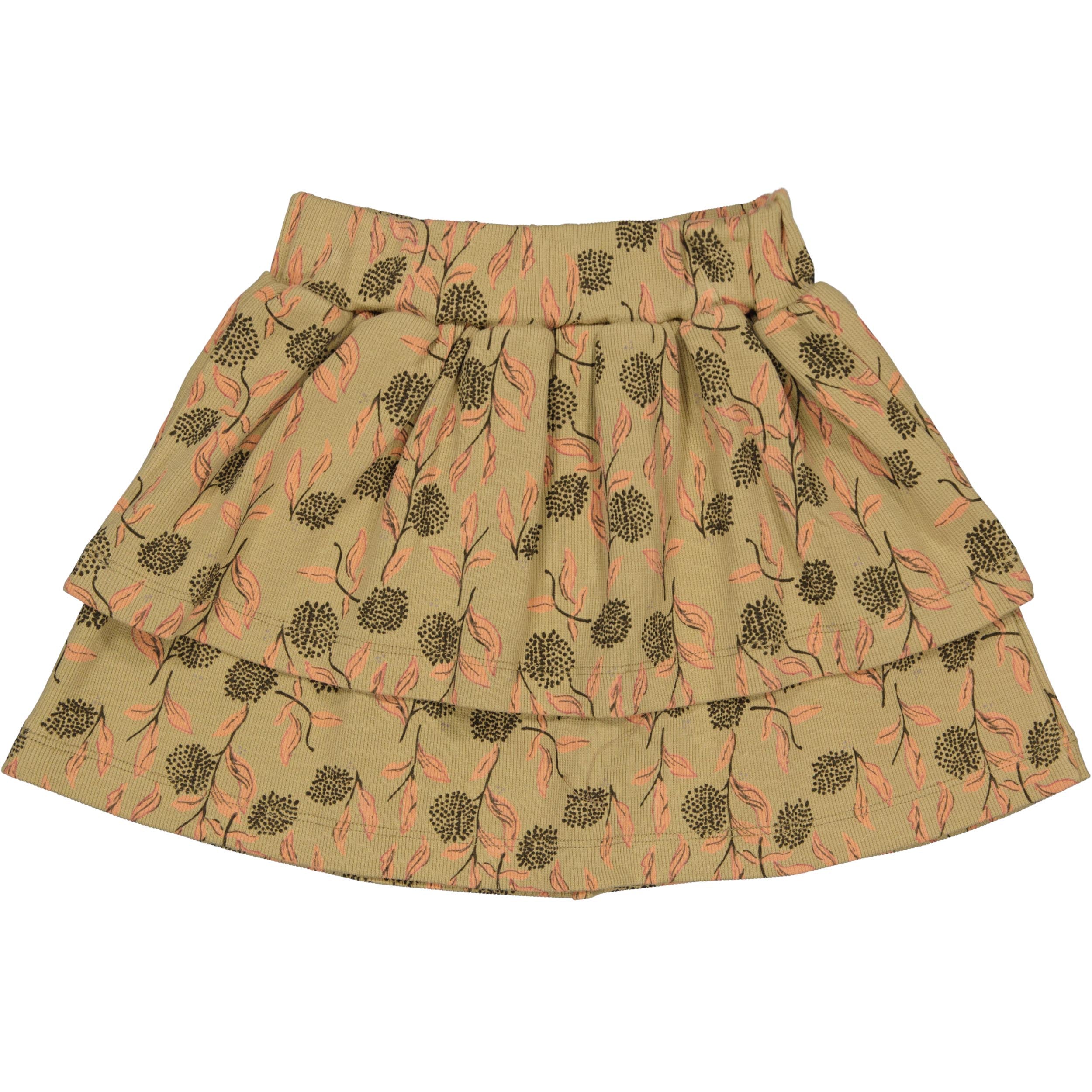 Beige rok met groene bladprint | AOP Coral Flower