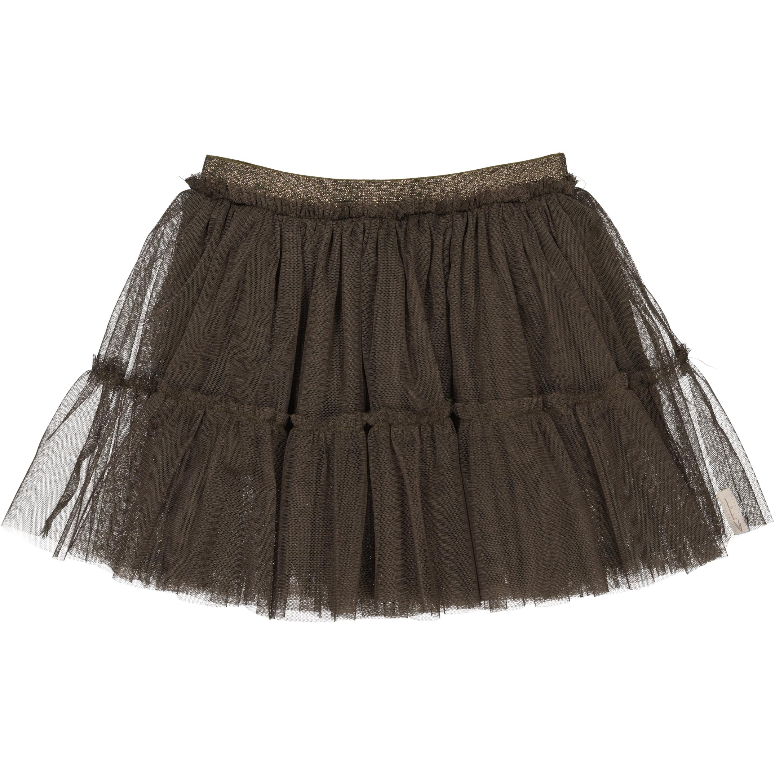 Donkerbruine tule rok met lagen | Dark Olive