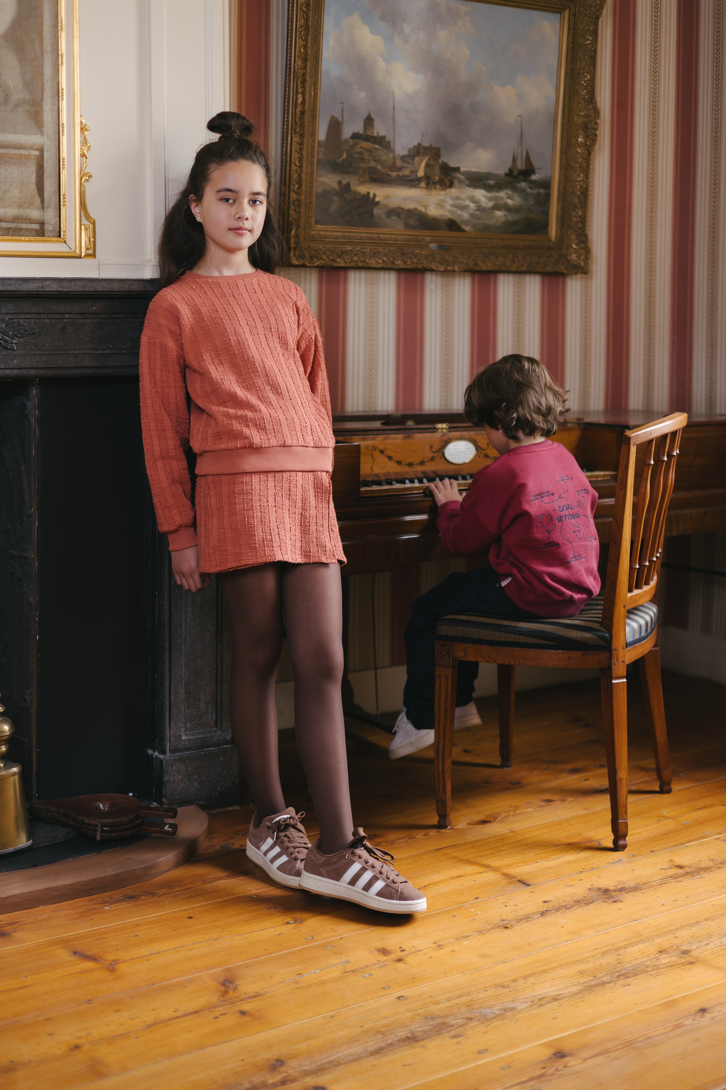 Koraalroze rib short met overslag | Coral