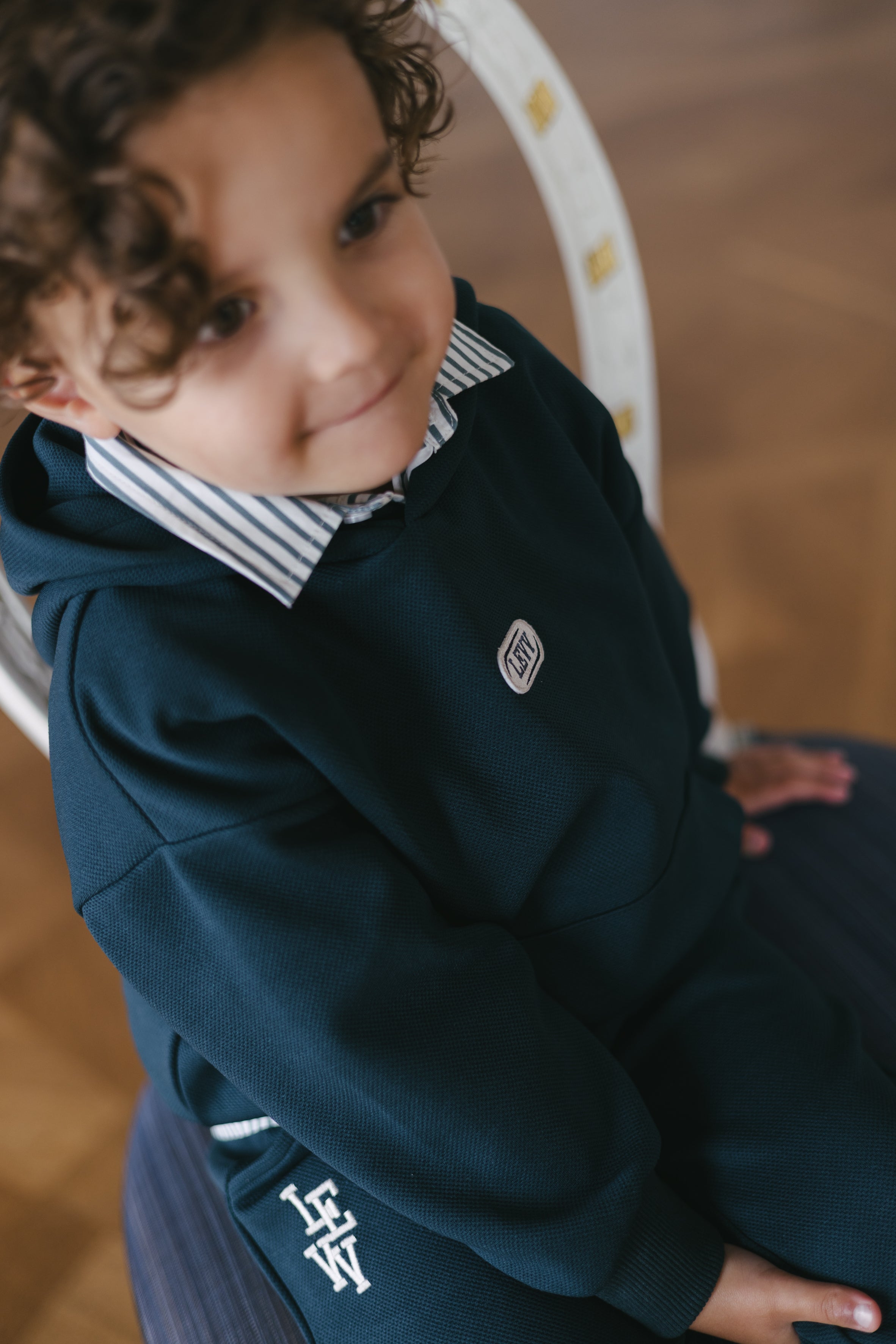 Petrolblauwe hoodie met tekstprint | Dark Blue