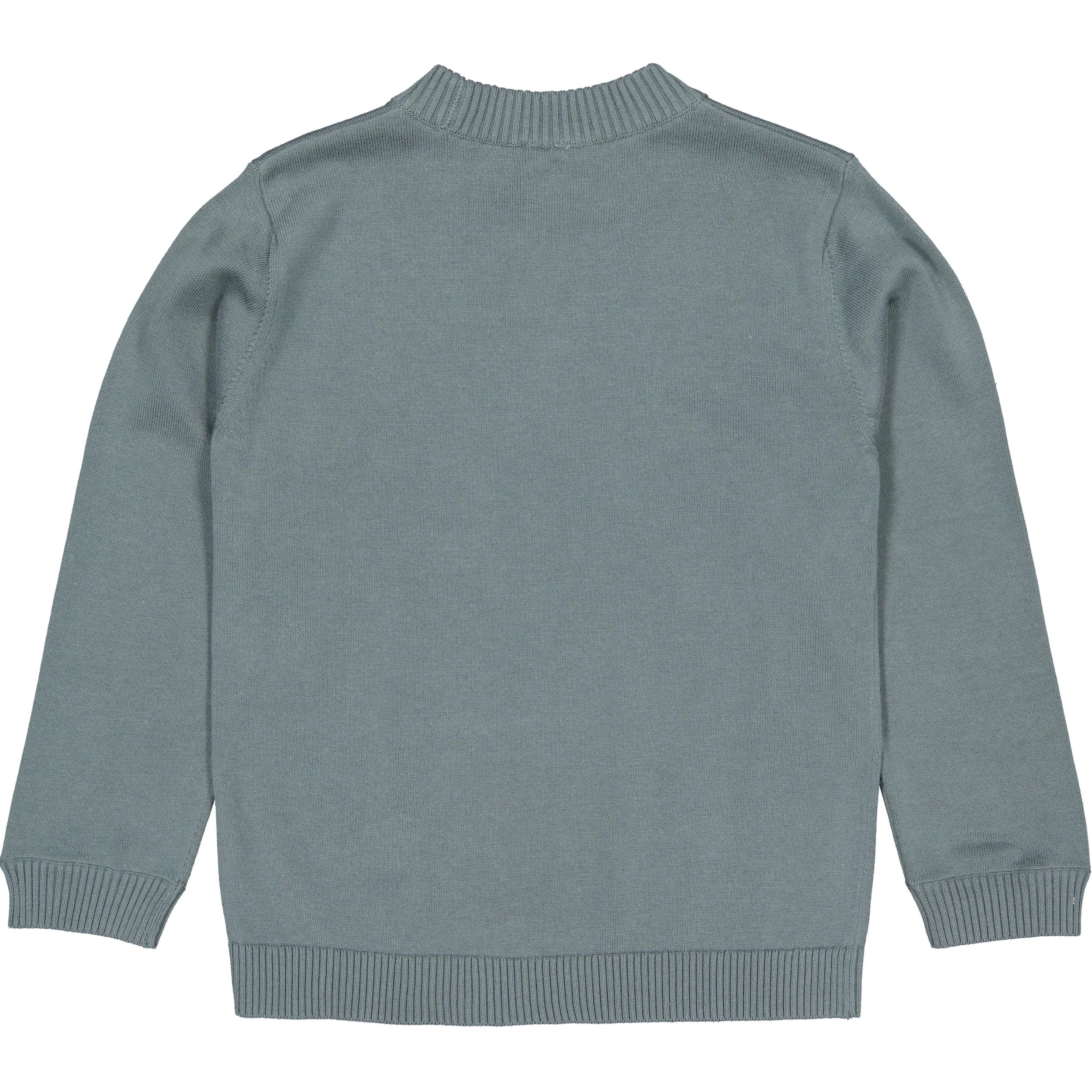 Grijsgroene ribgebreide sweater | Mid Blue