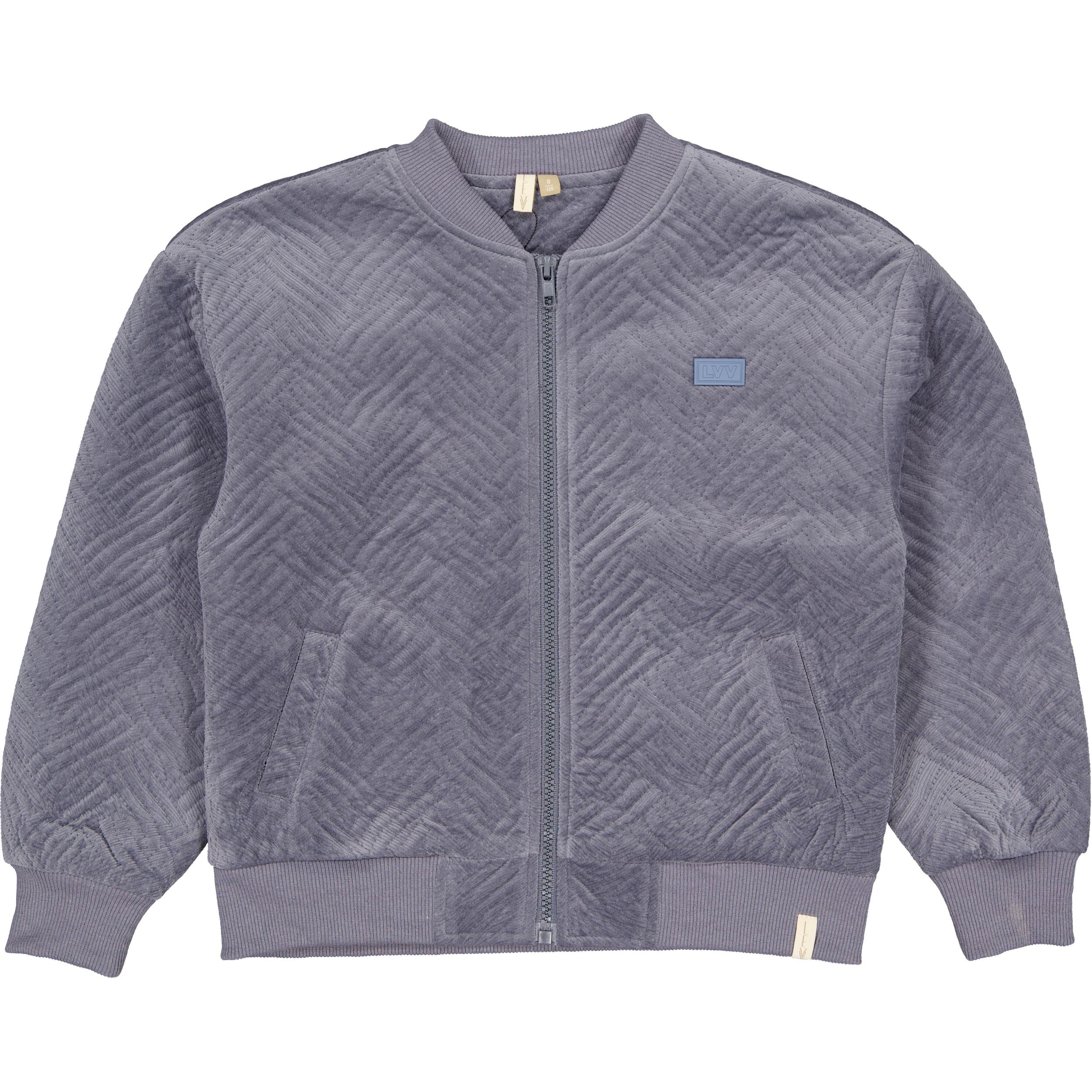 Blauwgrijs doorgestikt vest met rits | Mid Blue
