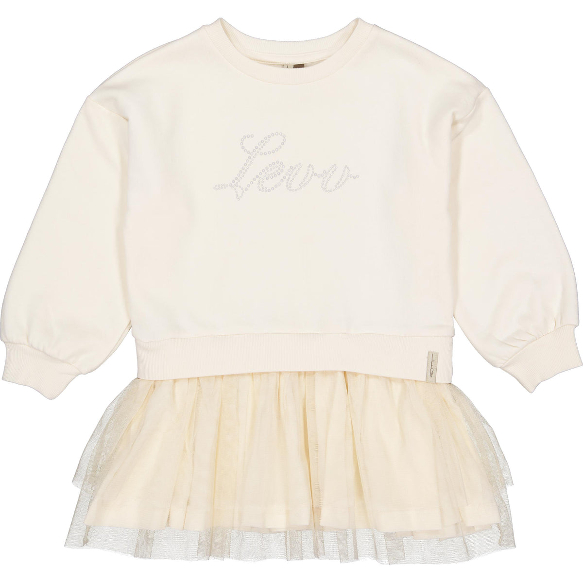 Crèmekleurige sweatjurk met tule rok | Soft White