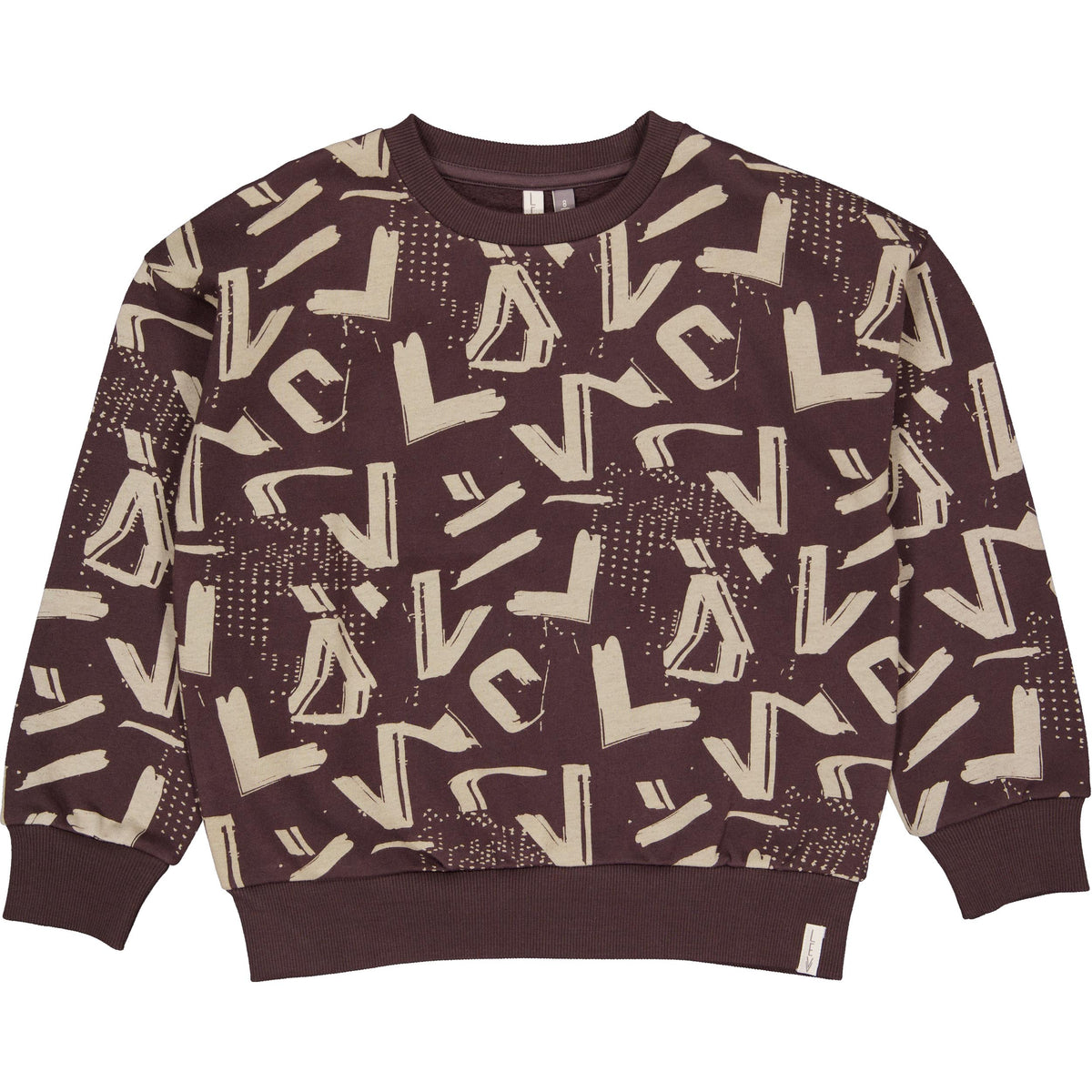 Donkerbruine sweater met all-over logo | AOP Grey Graphic