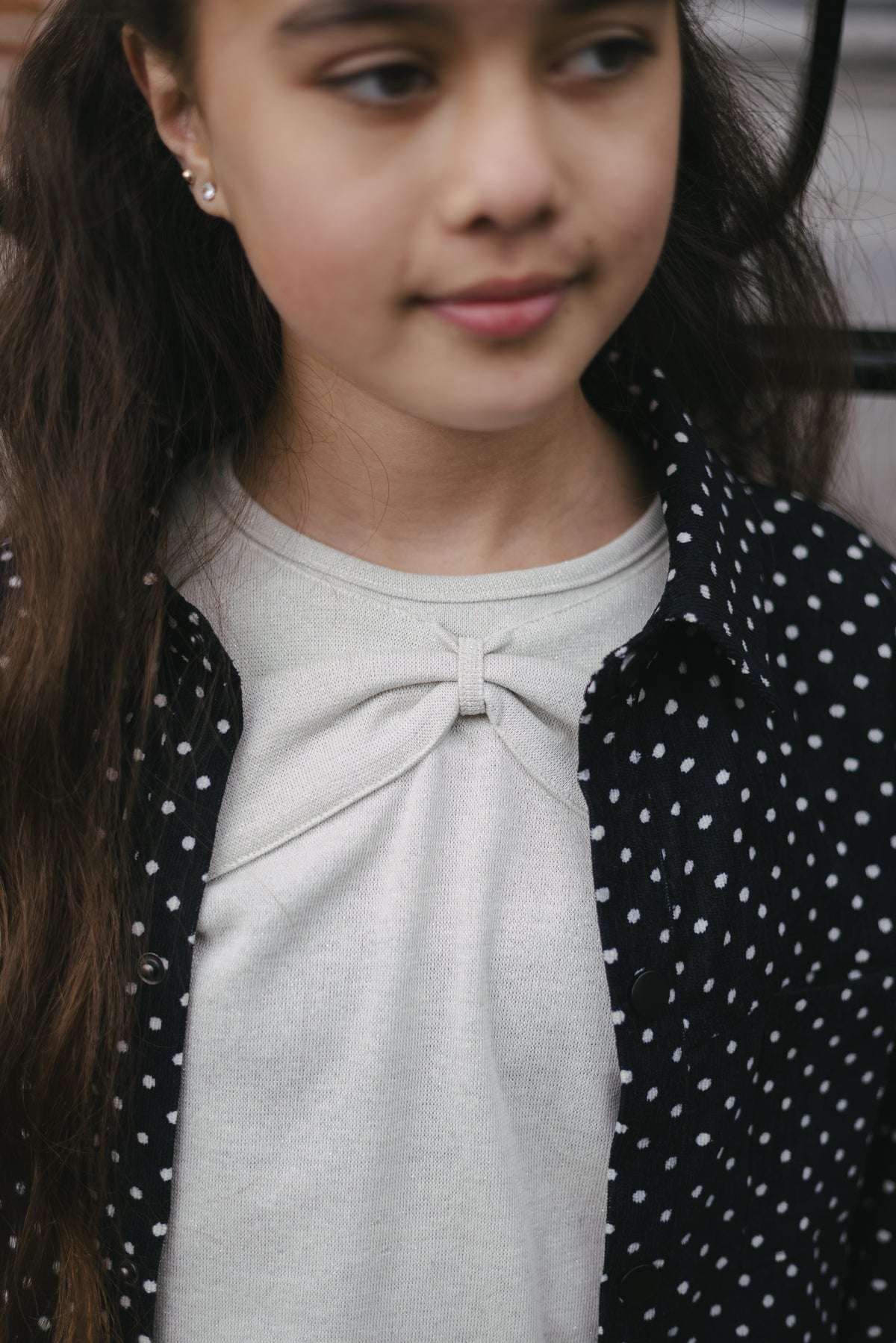 Crèmekleurige longsleeve met strikdetail | Soft White
