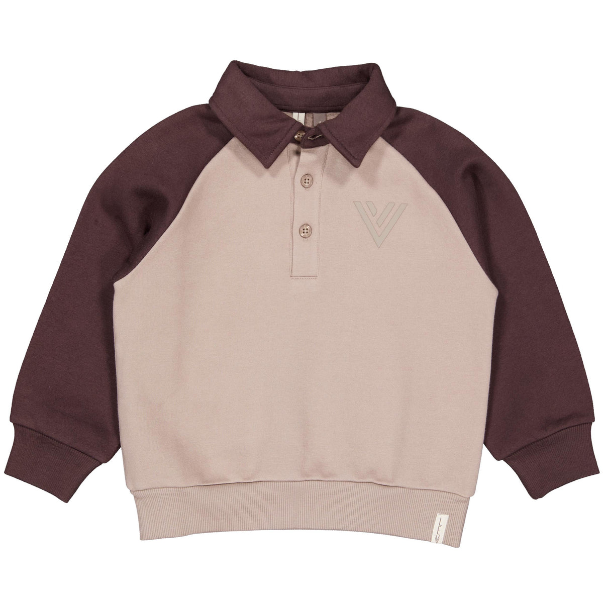 Lichtbeige sweater met bruine raglanmouwen | Greige