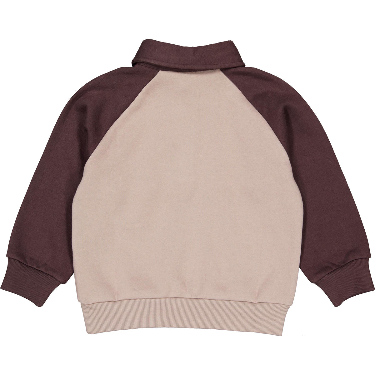 Lichtbeige sweater met bruine raglanmouwen | Greige
