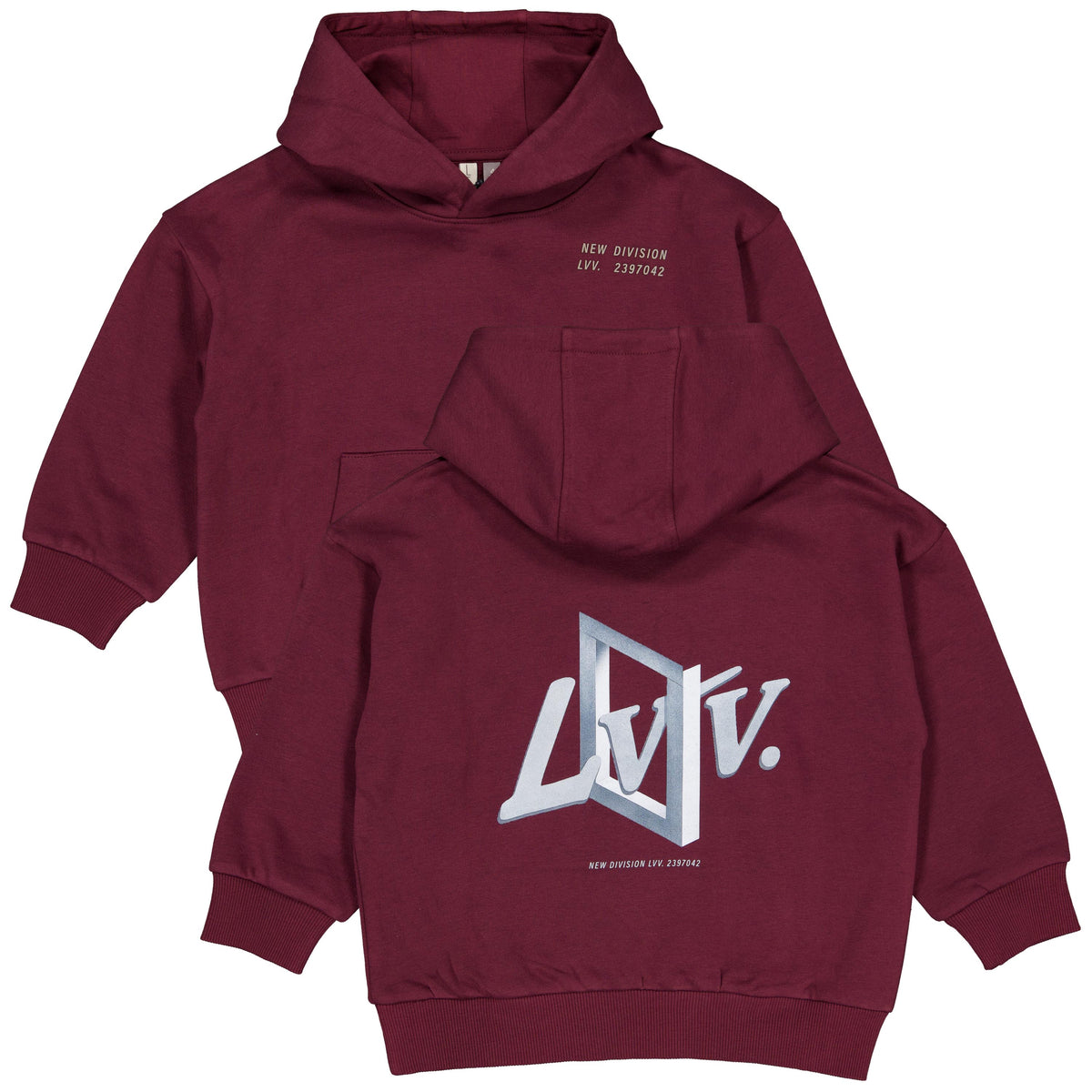 Bordeauxrode hoodie met rugprint | Dark Red