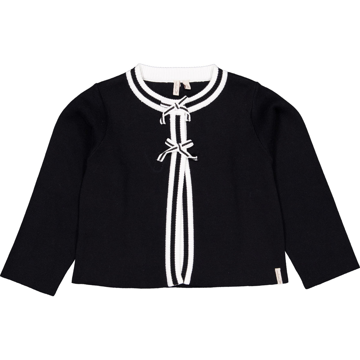 Zwart vest met witte bies en strikken | Black