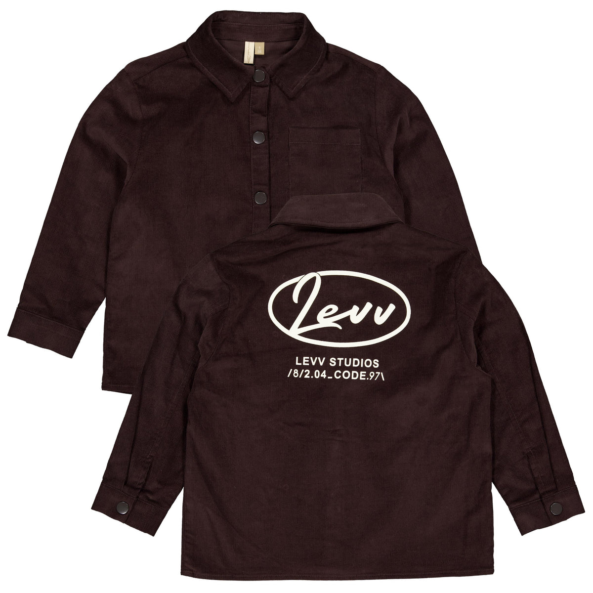 Donkerbruin overshirt met rugprint | Purple Grey