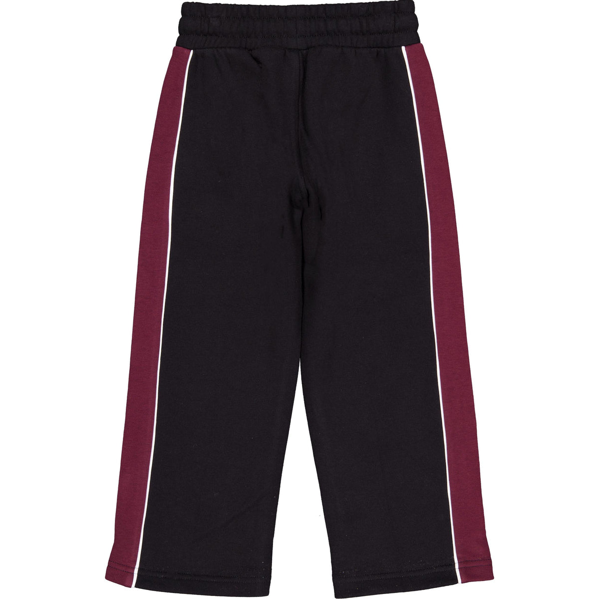 Zwarte broek met bordeauxrode zijstrepen | Black