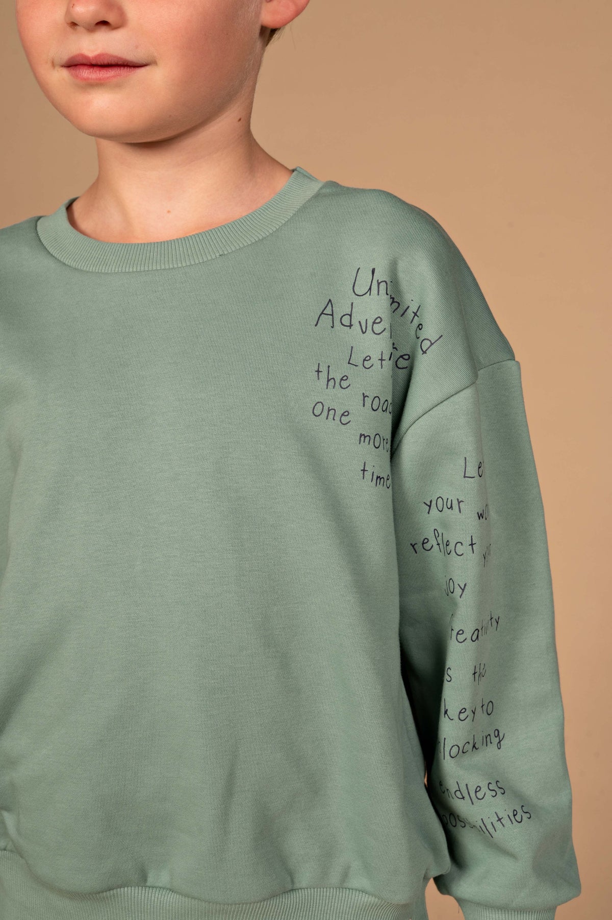Mintgroene sweater met tekstprint | Teal