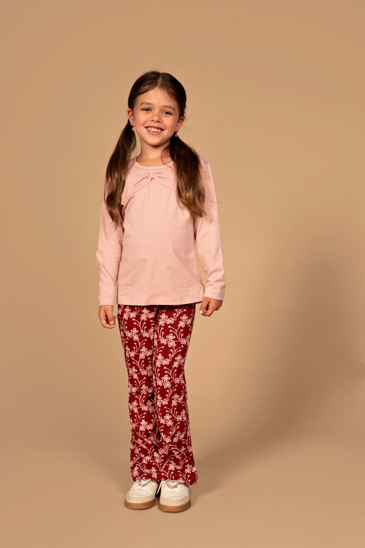 Lichtroze longsleeve met strikdetail | Old Pink