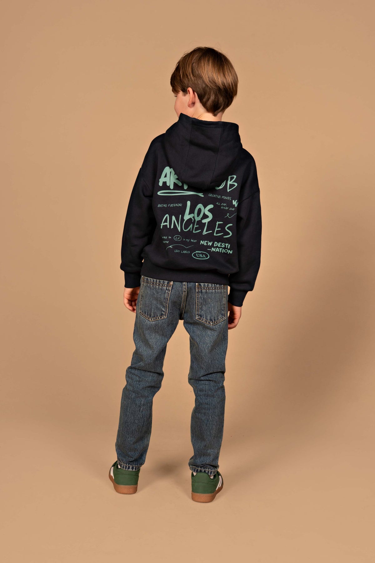 Donkerblauwe hoodie met rugprint | Indigo Blue