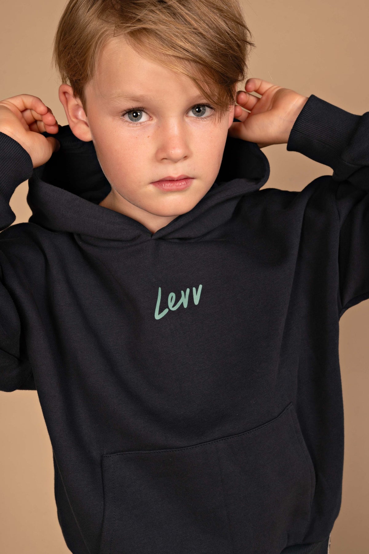 Donkerblauwe hoodie met rugprint | Indigo Blue