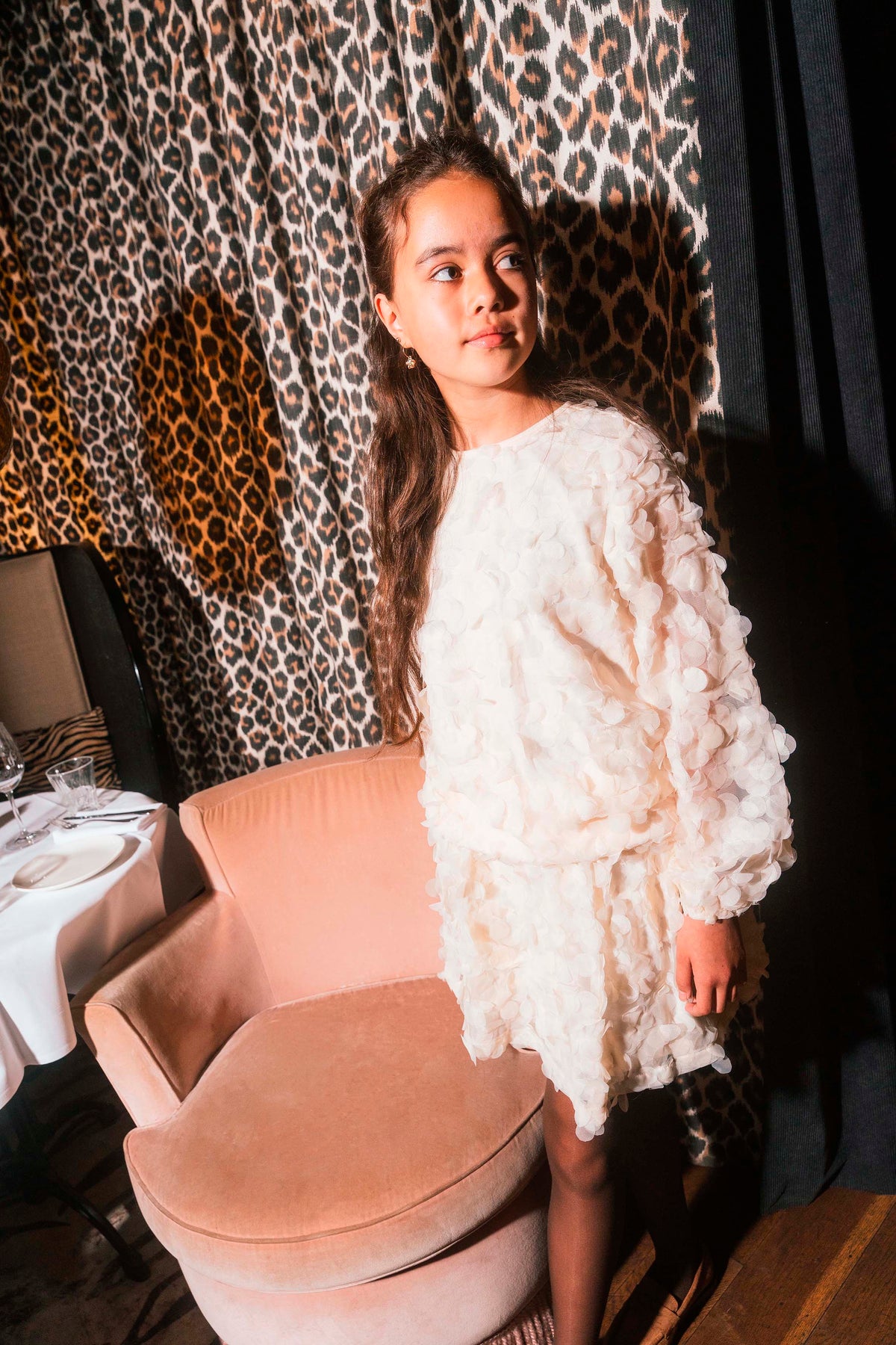 Ivoorkleurige tule rok met ruches | Cream